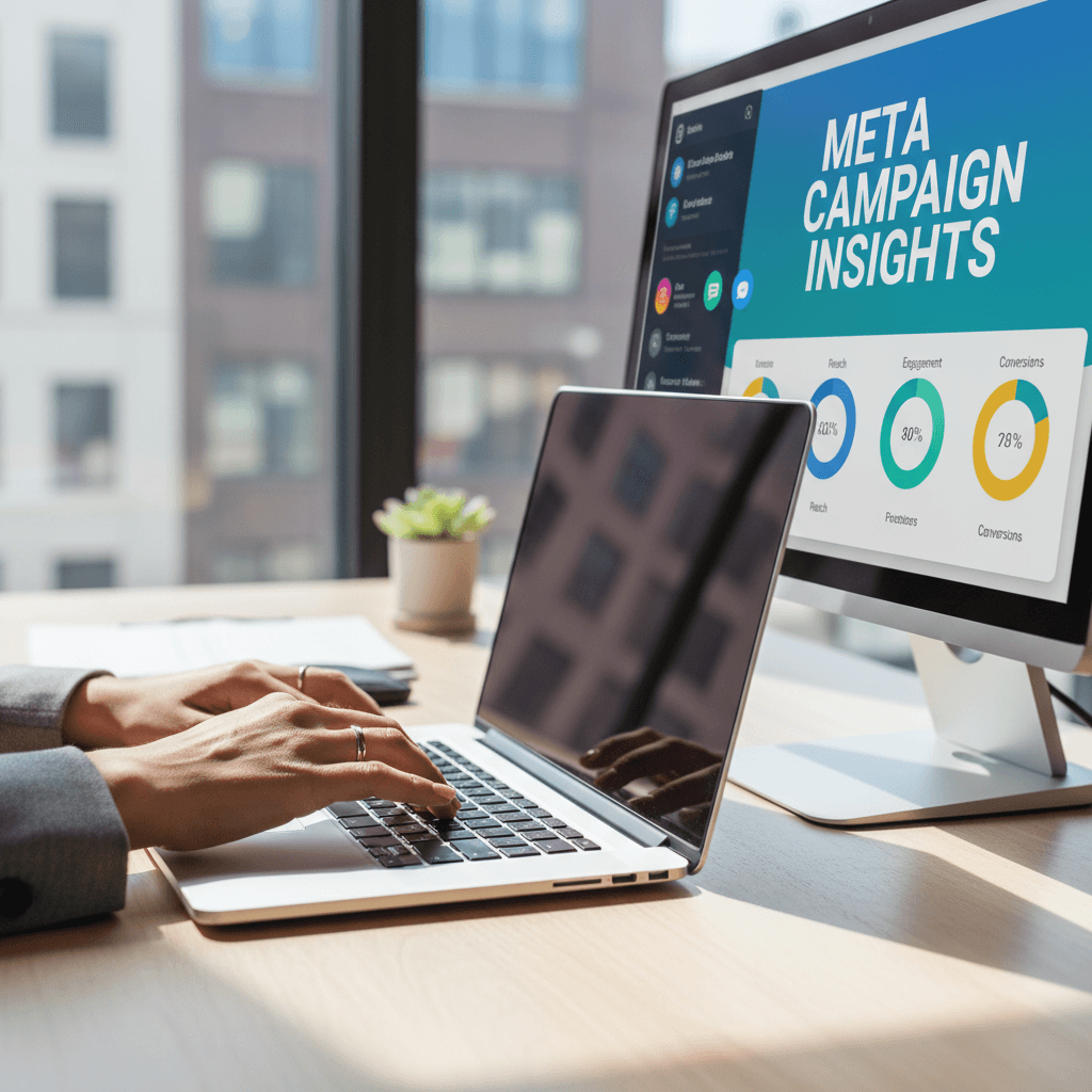 Digital marketer analyzing campaign performance metrics on dual monitors