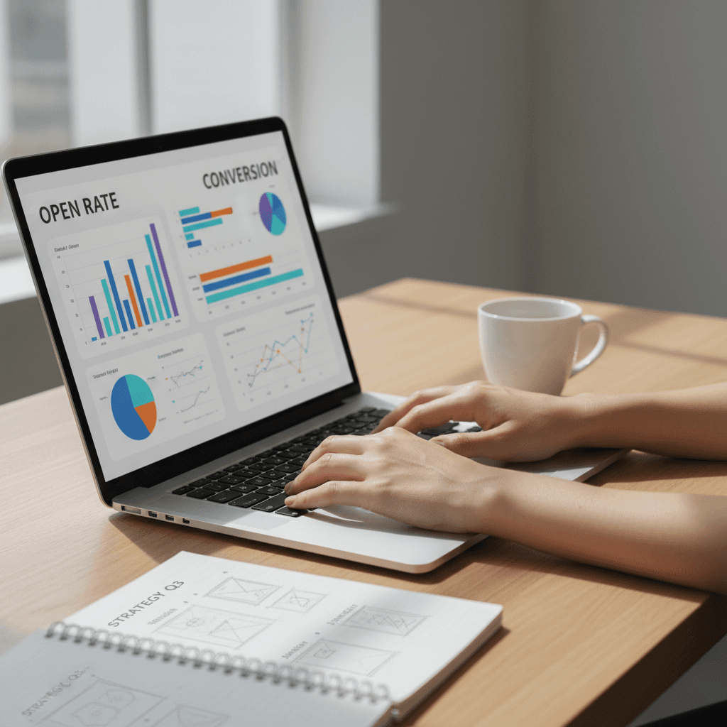 Digital marketing dashboard with campaign metrics