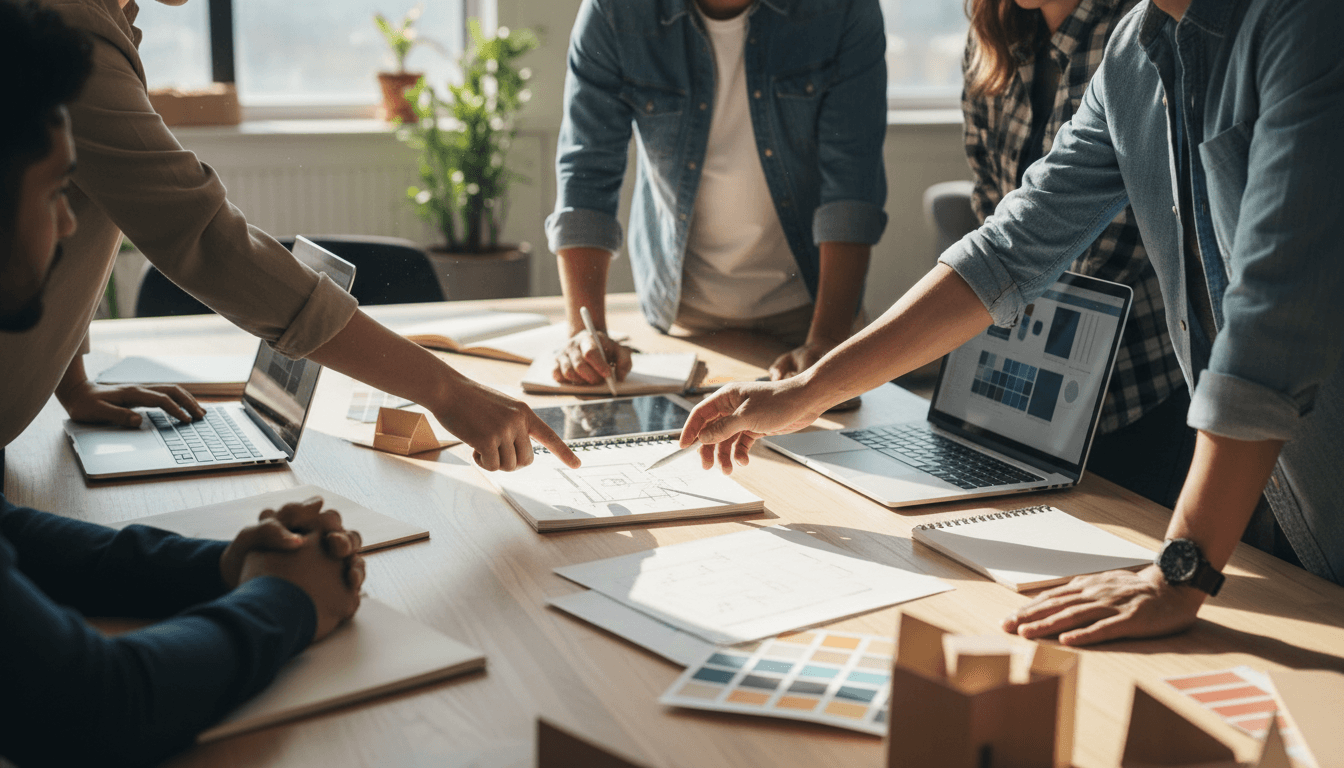 Team strategizing digital marketing campaign